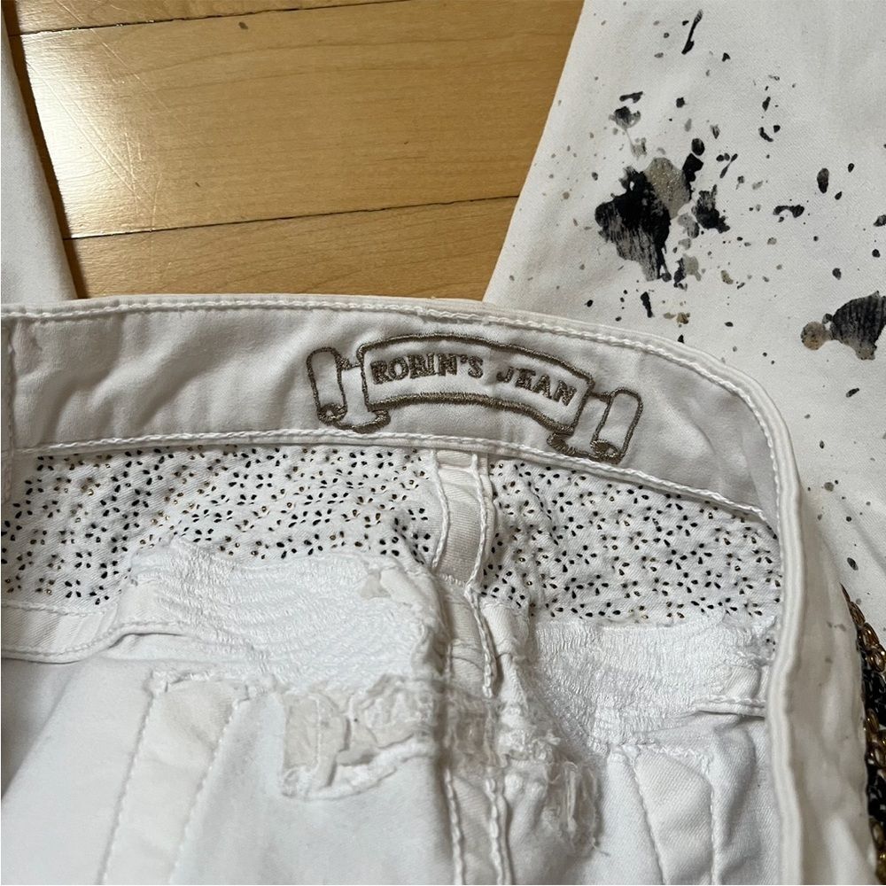 Robin’s Jean Marilyn Low Rise Splattered Studded Straight Leg Jeans 30 - Picture 12 of 16
